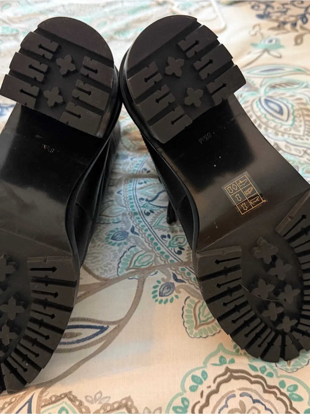 Tory Burch Black Leather Lug-Heel Ankle Boots